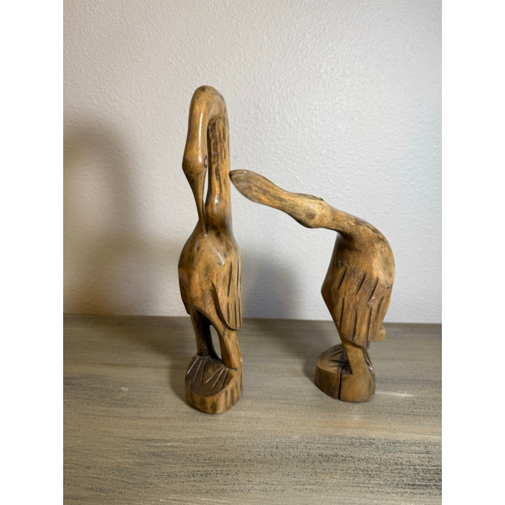MCM vintage hand-carved wooden bird sculptures - Picture 2 of 8